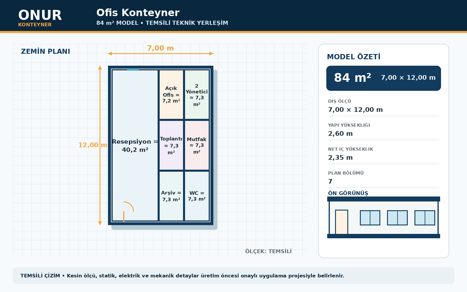 Ofis Konteyner 84 metrekare model planı