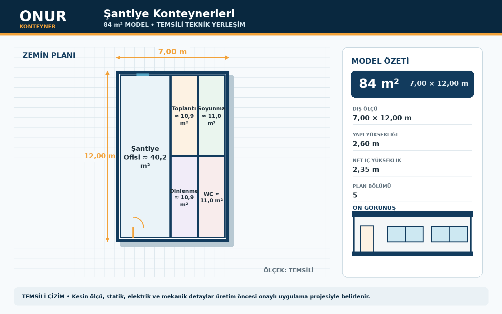 Şantiye Konteynerleri 84 metrekare model planı